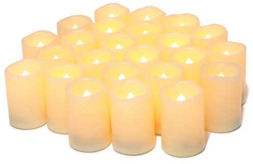 24 velas votivas sin llama, LED parpadeantes de 5 cm, funciona con pilas/velas eléctricas parpadeantes a granel velas artificiales, bodas, fiestas, festivales, Navidad, pilas incluidas