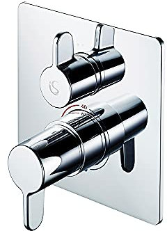 Ideal Standard - Easybox Slim, Miscelatore termostatico monocomando ad incasso per doccia, Leva lunga, Una via, Kit completo di corpo incasso, Cromato