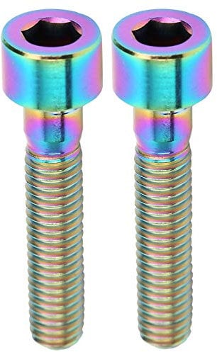 Keenso Bike Stem Screws, 2 Pcs M6 X 30mm Titanium Alloy Bicycle Handlebar Stem Mountain Bike Road Bike Headset Screws Set(Colorful) Bicycles and spare parts