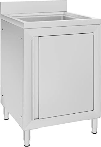 vidaXL Fregadero de Cocina Profesional Armario Comercial Utilidad Lavabo Mesa de Trabajo Gabinete Mueble Individual Catering Acero Inoxidable