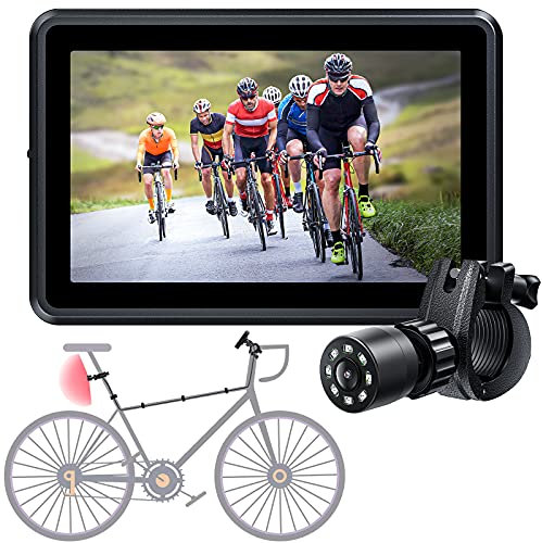 Bike Mirror Camera with 4.3 Inch Screen and 145° Wide Rear View Angle,Clear Night Vision,Perfect Bicycle Accessories for Mountain,Road Bike Trailer