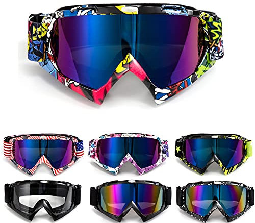 APEBAZY Motorradbrille Motocross Brille Dirt Bike Crossbrille ATV Off Road Racing MX-Fahrbrille Reitbrille Winddicht Anti Fog UV Skibrille
