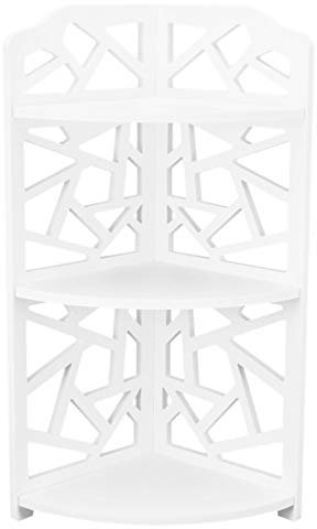 Étagère d'angle sculptée à 3 niveaux, petits espaces pour plantes, étagère sur pied, unité de rangement blanche pour cuisine, salle de bain, jardin, salle d'étude, salon, bureau, salle d'exposition, g