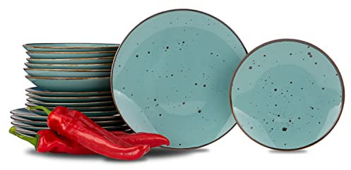 konsimo Geschirr Set Kombi 6 Personen – ALUMINA Teller Set Modern 18 Teilig – Tafelservice - Service & Geschirrsets - Kombiservice 6 Personen - Service Set für Familie - Geschirr Bunt – Essgeschirr