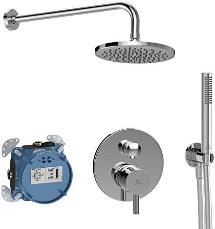 Ideal Standard BD193AA Ceraline Armaturen-Paket Komplett-Set, Waschtischarmatur Badearmatur Bad-Wasserhahn Mischbatterie, Wassersparend, Chrom