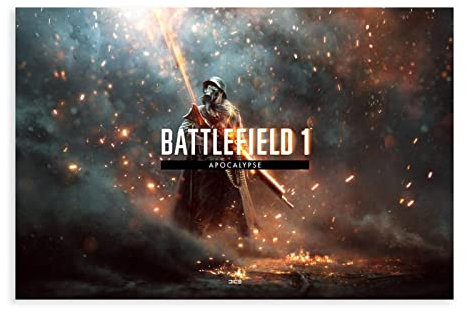 Battlefield 1 Spiel 5 Leinwand-Poster, Schlafzimmerdekoration, Sport-Landschaft, Bürozimmer, Dekoration, Geschenkrahmen: 50 x 75 cm