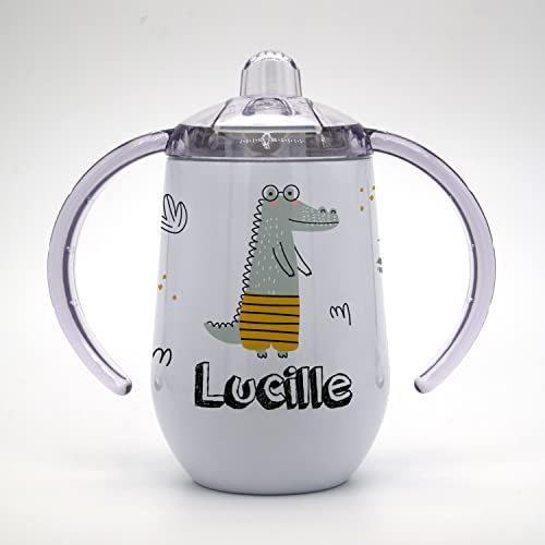 Marquage Unique Gobelet/Tasse à bec enfant Personnalisable - Idée cadeau personnalisé prénom - Gobelet Apprentissage Crocodile - CL0016a