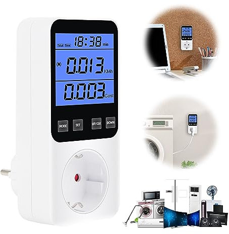 Stromzähler Für Steckdose, Stromverbrauchsmesser Steckdose Mit 14 überwachungsmodi Und überlastsicherung, 3680W Stromverbrauchsmesser Energiekostenmessgerät, Großes LCD Kwh Stromverbrauchsmesser