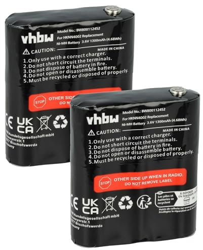 vhbw 2X Batterie Compatible avec Motorola Talkabout T5710, T5622, T5800, T5720, T5700, T5620, T5820 Radio Talkie-walkie (1300mAh, 3,6V, NiMH)