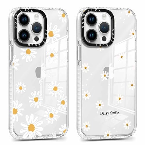Xylota 2 Stück Transparent Handyhülle für iPhone 13 Pro 6,1 Hülle, Durchsichtig Case Muster Aesthetic Blumen Mädchen Frauen Schutzhülle, Weich Silikon TPU Bumper Stoßfeste Cover für iPhone 13 Pro,22