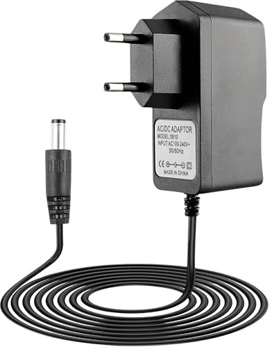 TECHZOCO Alimentador 9V 1A, Adaptador de Corriente, Fuente de alimentación 9V, Alimentador de Pared 9V 1A, Cargador 9V 1A, Adaptador Alimentación, Conector DC 5.5 x 2.1 mm, Negro