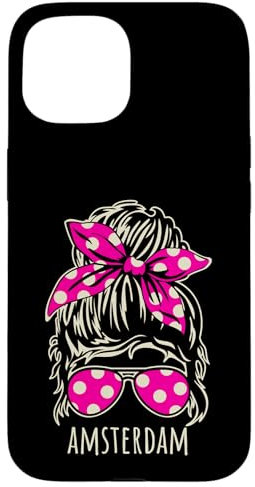 Hülle für iPhone 15 Unordentliche Sonnenbrille mit Dutt und Band, Design der Stadt Amsterdam