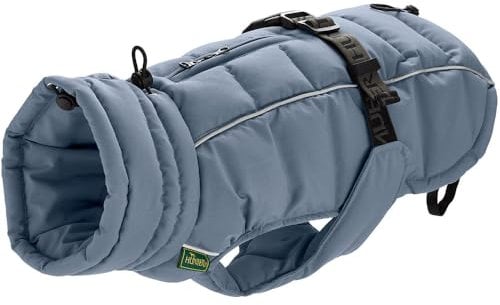 HUNTER Hundemantel Paxson, Farbe: taubenblau, stylischer Puffermantel, wasserabweisend, reflektierende Details, idealer Sitz, warme Wattierung, maschinenwaschbar, Größe: 35