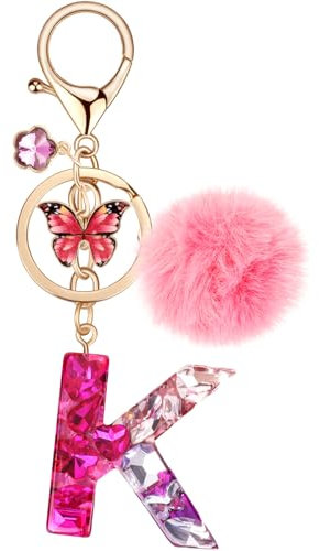 MWOOT Porte Clés lettre K pour Femme, Porte Cle Initiale Rouge, Alphabet Charmes en Résine pour Décor Porte Clef Voiture Sac à Main