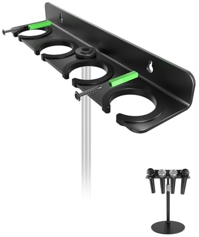 Etour [2025 Upgrade] Multi-Mikrofonhalter für Mikrofonständer, Aufbewahrungs-Organizer für mehrere dynamische, kabelgebundene und kabellose Mikrofon-Wandmontierer