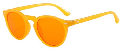 LJCZKA Orange Lens Blue Light Glasses for Better Sleep, Round Computer Glasses Anti Fatigue Retro Shades for Screen Texting Gaming (Orange)