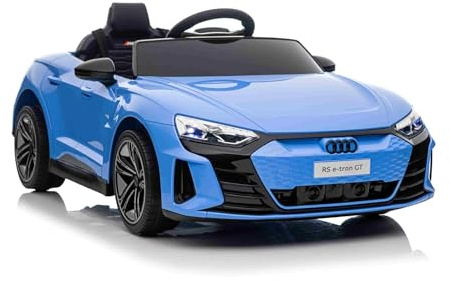 Beneo Motors elektroauto für Kinder 12V Lithium-Batterie Audi RS E-tron GT, Blau, elektrisches kinderauto mit 2,4-GHz-Fernbedienung, USB/AUX/Bluetooth, LED-Leuchten, 2x25W Motor, Originale Lizenz