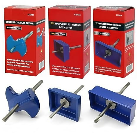 Professional Electricians Box Cutter Set | Complete 3-Piece Pack: Large & Small Square Cutters, Circular Cutter – Fast & Precise Wall Socket Installation