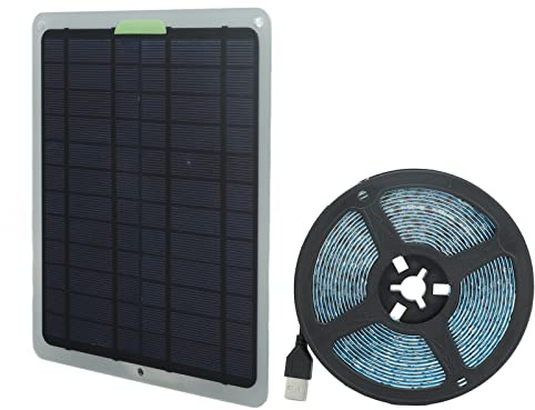 MasYosh Solar Power LED Grow Light Strip High Luminous Flux for Garden Greenhouse, Durable & Solar Plant Grow Light - Full Spectrum Power Lamp LED 5V IP65 300D/5m