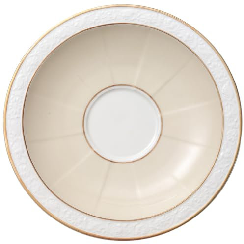 Villeroy & Boch 10-4390-1250 Ivoire Sous-tasse à Petit-déjeuner Porcelaine Or 18,2 x 18,2 x 8,8 cm