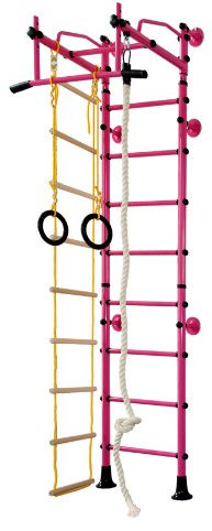 NiroSport Indoor Sprossenwand für Kinderzimmer M2 in Rosa geprüftes Klettergerüst Indoor für Sport- & Kinderzimmer/leicht montierbare Kletterwand/Turnwand für max. Belastung bis 130 kg