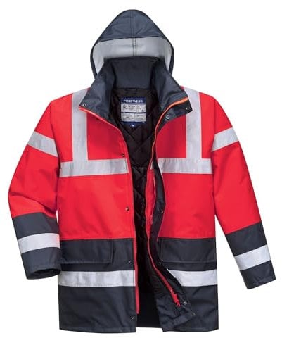 Portwest Warnschutz Kontrast Traffic-Jacke, Größe: XXXL, Farbe: Rot/Marine, S466RNRXXXL