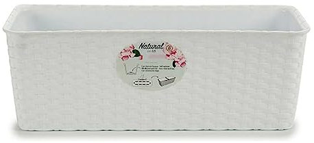 Stefanplast 2076018 Natural Jardinière avec Système d'Auto-Arrosage Blanc 40 x 16 x 13 cm