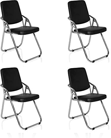 hjh OFFICE 4 x Klappstuhl ESTO PU Schwarz Konferenzstuhl Besucherstuhl klappbar 4er Pack