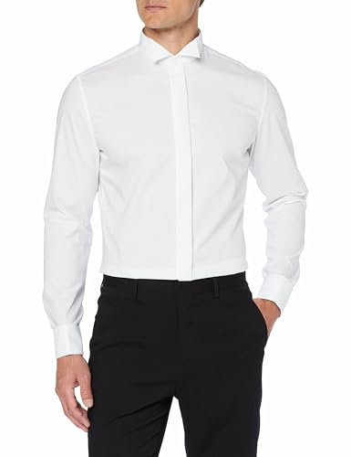 Seidensticker Herren Slim Bügelfrei George Langarm Umschlagmanschette Businesshemd, Weiß, 42