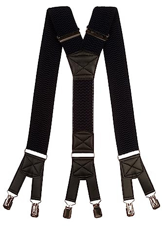 Olata 6 Clip Herren Hosenträger/extra breite Y-Hosenträger – 5 cm. Marineblau