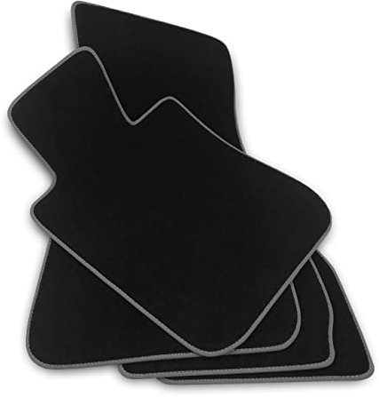 Carstyling Fußmatten für BMW 3er E30 Cabrio Premium Velours SCHWARZ Nubuk-Band Grau Automatten