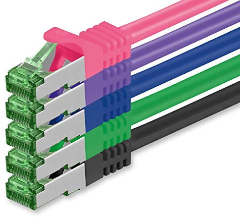 1aTTack.de Câble Réseau Cat7 Cat 7 10 GB/s - 5x 2m - RJ45 Ethernet LAN DSL Routeur Modem - 5 couleurs 02
