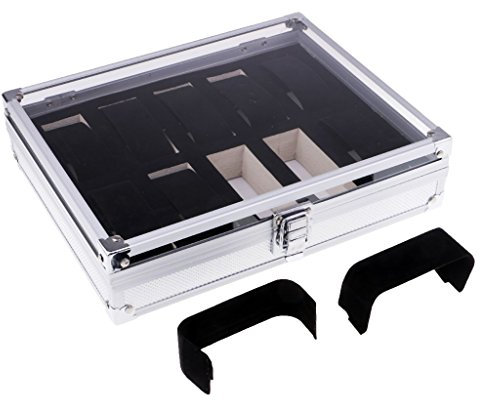 Tubayia 10 Slots Aluminium Uhren Box Uhrenkoffer Aufbewahrungsbox Organizer für Geschäfte Display