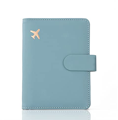 Melsbrinna Reisepasshülle aus hochwertigem Leder, wasserdicht, RFID-blockierend, Reisebrieftasche, Reisepasshülle mit Stifthalter, niedliches Reisepassbuch für Damen/Herren, Graugrün, Für Reisen