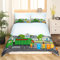 Müllwagen Bettwäsche 135x200 Kleinkind,Grüner LKW Bettwäsche Set für Kinder Jungen,Angetriebene Abfallwirtschaft Recycling Müllwagen Bettbezug Stadt Abfall Recycling Bett Set,Mikrofaser Weich