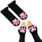 ztowoto Chaussettes hautes de cuisse de coussinet de patte de chat mignon, mitaines de griffe de chaton 3D roses longs gants sans doigts pour filles femmes cosplay de chat (Noir-1)