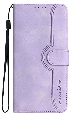 Xkladz Schutzhülle für Samsung Galaxy A54 5G Handytasche Handyhülle PU Leder Hülle mit Muster Motiv Stoßfeste Brieftasche Klappbar Hülle Klapphülle Flip Case Silikon Cover Kartenfach - Lila Liebe