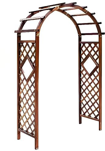 Rosenbogen Rankgitter/Bogenständer Aus Holz, Weiß, Grau, Braun, Extra Hohe Füße, Hochzeitsbögen Aus Holz – Stehender, Robuster, Runder Torbogen, Terrassen-Zeremonie ( Color : Brown , Size : 1.6x0.5x2.