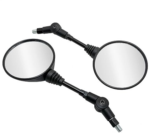 Motorradspiegel Parzini Rückspiegel Set links + rechts, M10 universal rund 360° verstellbar schwarz, mit Zulassung für Motorrad Cross Roller Chopper Cruiser
