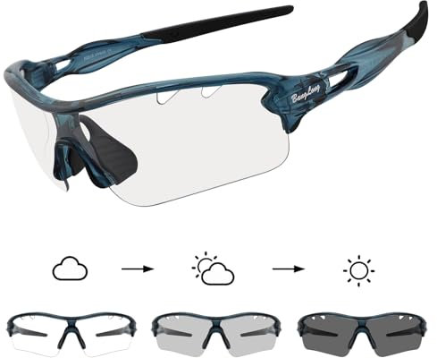 BangLong Fahrradbrille Selbsttönend Sonnenbrille Herren Damen UV400 Schutz Sportbrille für Schnelle Radfahren Laufen Baseball Mtb Outdoorsport Fahrrad