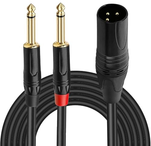 Xiatiaosann Dual 1/4 inch to XLR Male Y Splitter Cable, XLR Male to Dual 6.35mm TS Mono Male Microphone Audio Converter Cable for Mixer, Amplifier