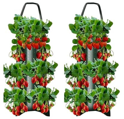 higyee Bolsas para Maceteros De Fresas - Macetero De Tomates Al Revés | Bolsas para Maceteros Colgantes Verticales De Lona Transpirable | Jardinera De Pared Vertical Colgante para Plantas De Jardín