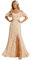 Ever-Pretty Robe Demoiselle d'honneur Femme Épaules Dénudées Bretelles Volants Fendue Mousseline Robe Maxi Rose Dorée 42