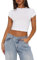 OYIGELZ Damen Basic T-Shirt Klassischer Schnitt Sommer Tee Shirts Kurzarm Crop Tops Y2K Slim Fit Tshirt Oberteile(Weiß-X1,M)