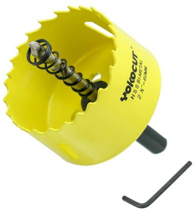 Lochsäge 60mm, Universal HSS M42 Bi-Metall Lochsägen, Lochkreissäge mit Sechskant-Schaft und Bohrer Lochbohrer Set Bohrkrone für Holz, Rigips, Trockenbau, Kunststoffe