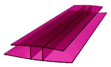 H-Profil Polycarbonat 1000mm Bordeaux 6mm – Stegplatten Verbinder für Doppelstegplatten | Hohlkammerplatten Verbindungsprofil für Gewächshaus & Überdachungen