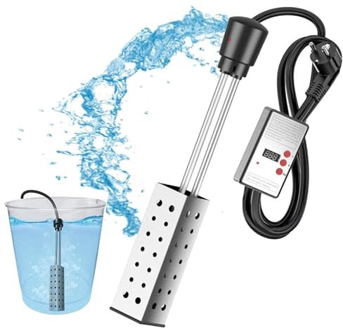 Chauffeur D'eau Électrique Portable 2500W avec Un Thermostat Intelligent À L'électricité, Un Radiateur À Baignoire À Chaud Instantané pour Le Camping, la Chaudière, Chauffe 5 Gallons en Minutes