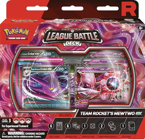 Pokémon TCG: Team Rocket’s Mewtwo ex Deck de Batalla de la Liga (1 mazo de 60 Cartas Listo para Jugar)