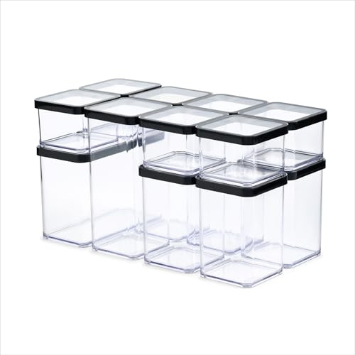 Rotho LOFT Vorratsdosen-Set mit Deckel 12-teilig 40 x 20 x 21,4 cm Klar | Aromadichte Silikondichtung, modular kombinierbare Größen, transparente Behälter für guten Überblick, spülmaschinengeeignet