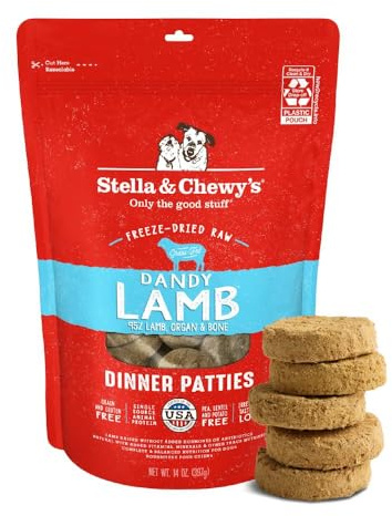 Stella & Chewy's Galettes de Nourriture Crue lyophilisée – Recette d'agneau Dandy – Nourriture Riche en protéines sans céréales pour Chiots et Chiens – Parfait pour Les mangeurs Difficiles – 414 g